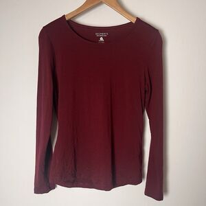 Segments Women's Merino Wool Base Layer Top XL Dark Red Long Sleeve Lightweight